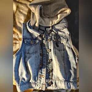 Denim Vest With Hood Small
